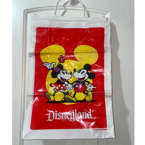 Vintage Walt Disney Disneyland Mickey Mouse Minnie Souvenir Shopping Bag 1980s - Picture 1 of 5